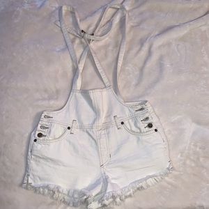 Free People White Overalls